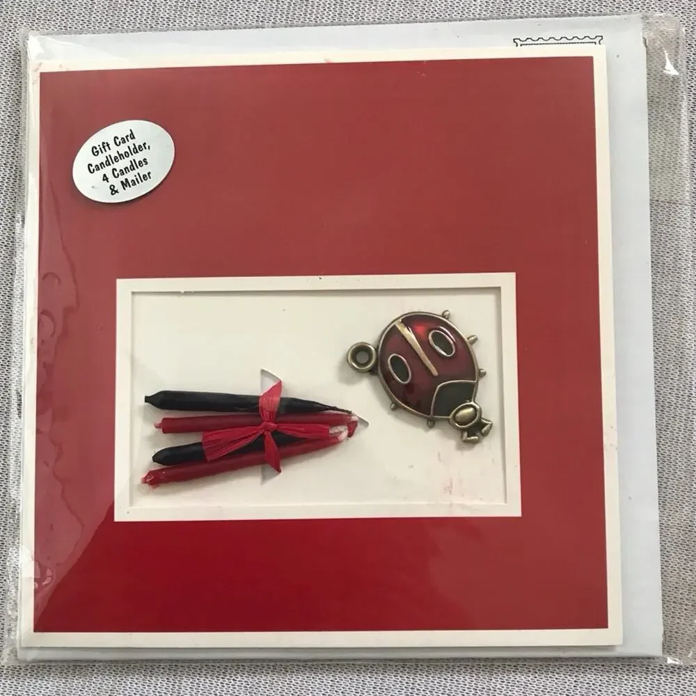 Greeting Cards 4 Set Lady Bug Candle Holders with Tiny Candles